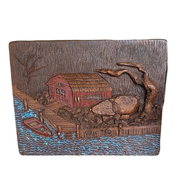 ♥️Seaside Shore 3D Foam Mold Wall Hanging by Crown Creative Ind. 1971 Vintage - Picture 1 of 8